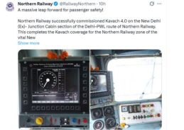 Northern Railway portion of New Delhi-Mumbai section fully covered under KAVACH