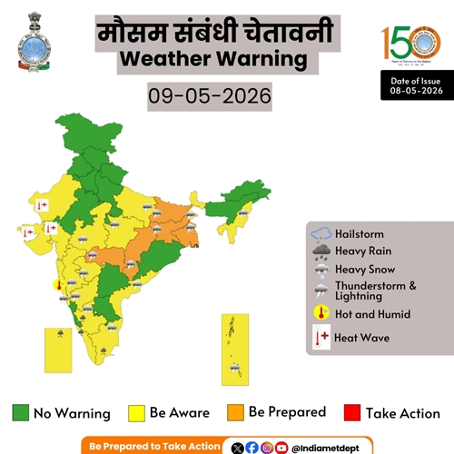 IMD forecasts heavy rainfall over Keralam, South Interior Karnataka, Tamil Nadu & Puducherry during next 2 days