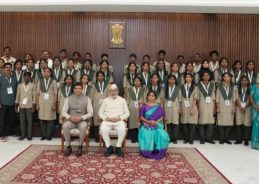 Vice President C P Radhakrishnan meets delegation of students from Andhra Pradesh